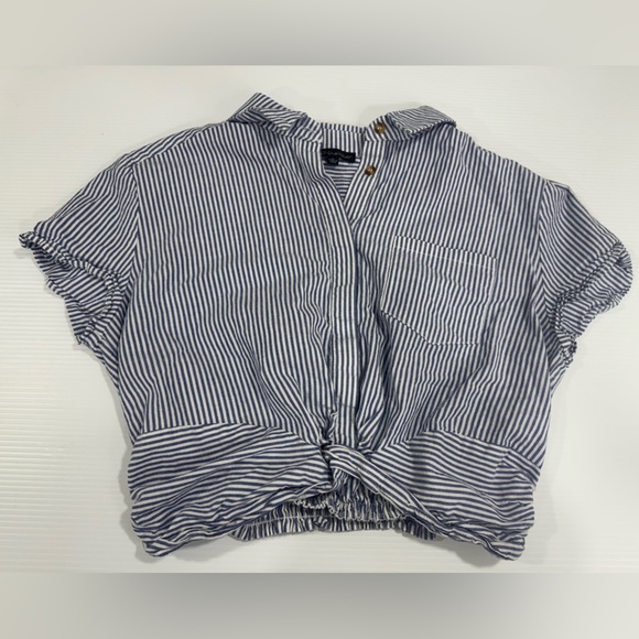 Shinestar Blouse Womens large   Vneck Elastic Short Sleeve 100% Cotton - Picture 2 of 9